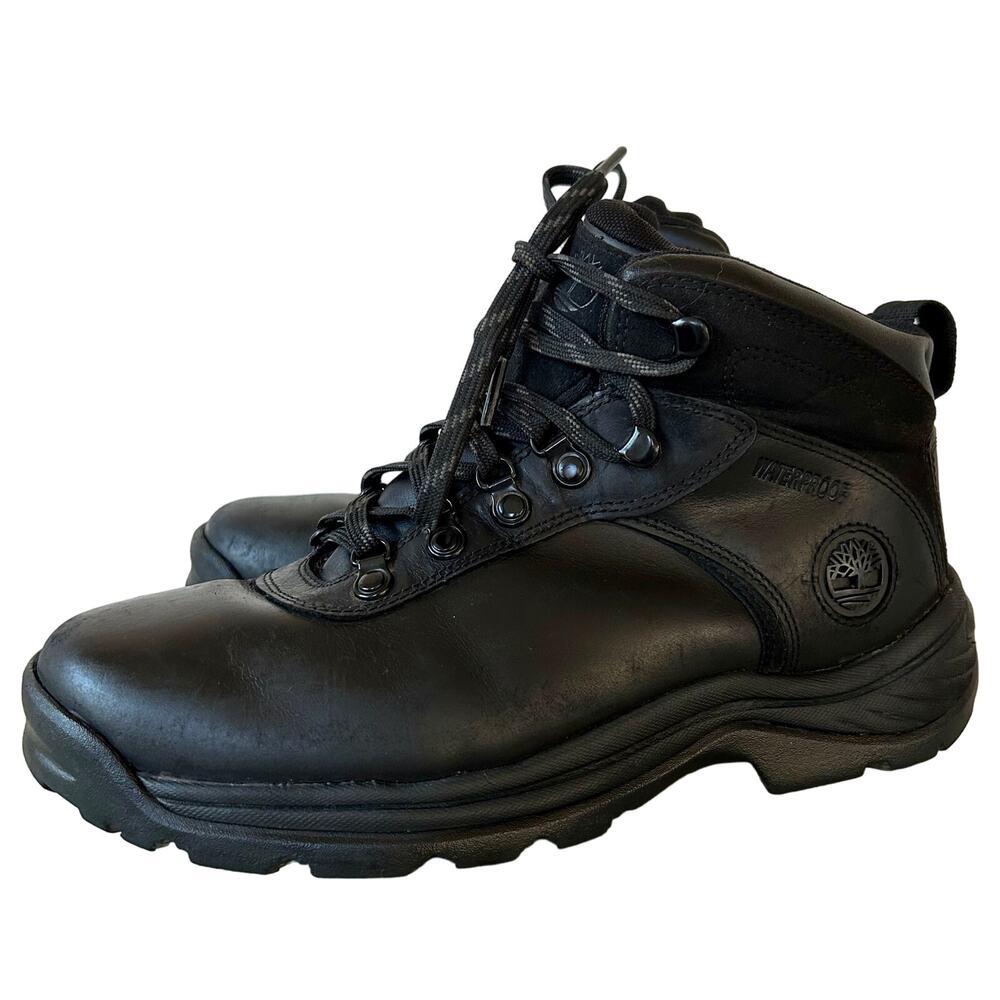 Timberland Flume Waterproof Black Hiking Boots 7.5 Leather Outdoor Trail Boots